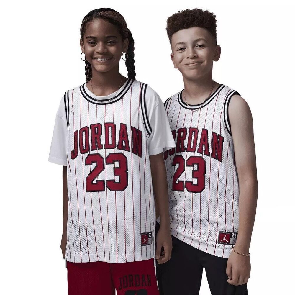 #621. Nike NBA YOUTH Chicago Bulls Jordan Michael  Pinstripe Jersey White NWT
